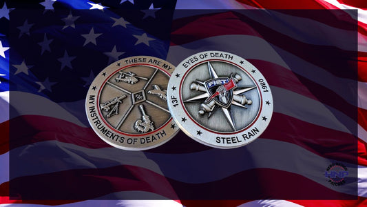 Army FiSTer Challenge Coin with artillery and fire support design.