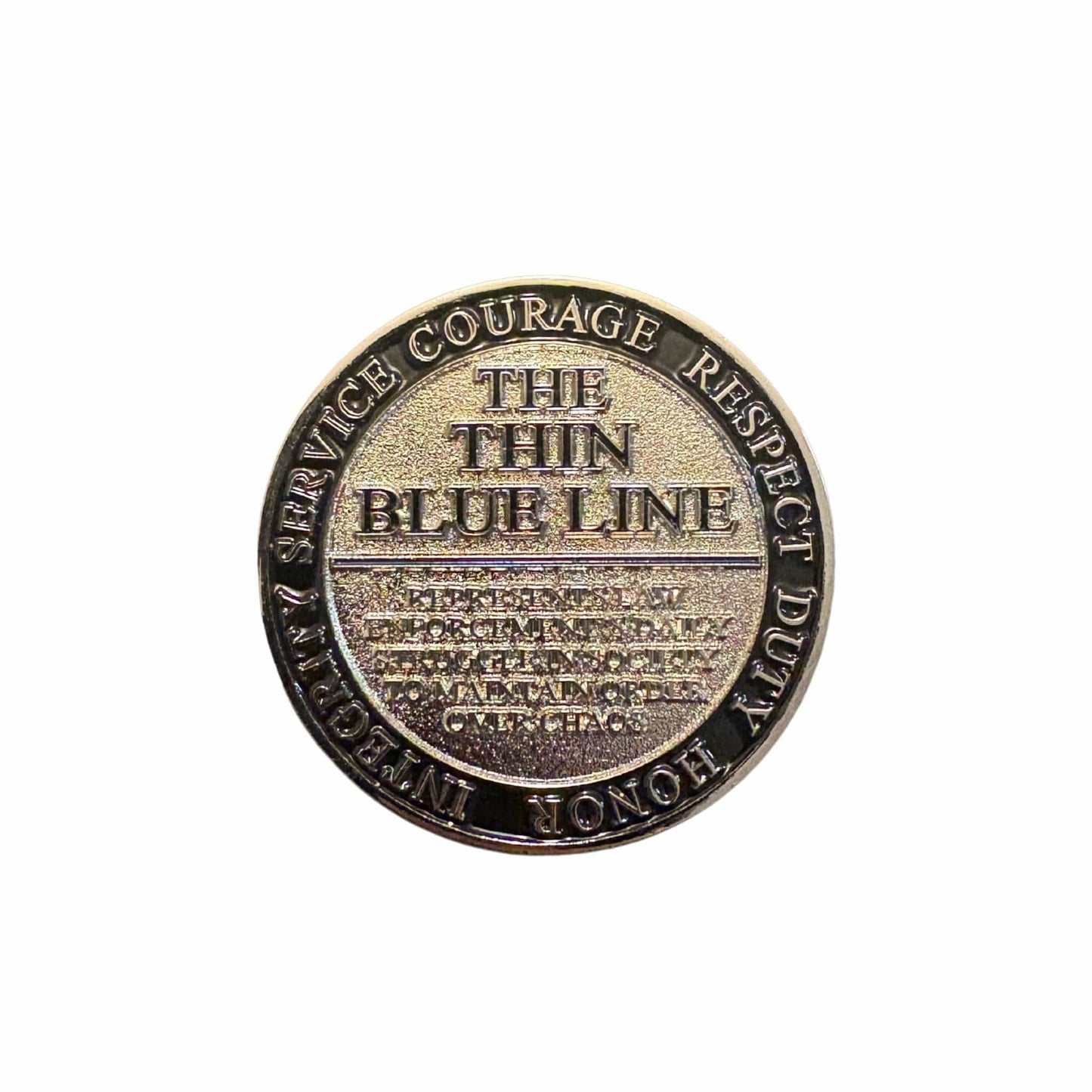 Thin Blue Line Challenge Coin – Law Enforcement Tribute Coin with Badge Design & Symbolic Blue Line