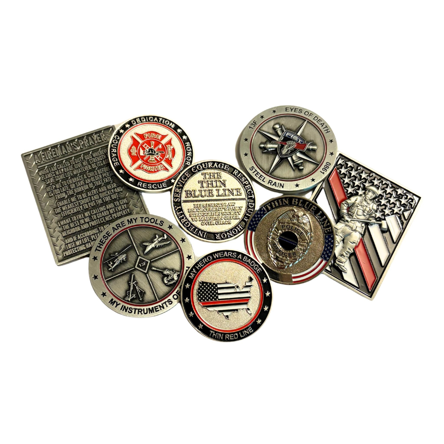 Collection of Challenge Coins - Hero Nation Patches